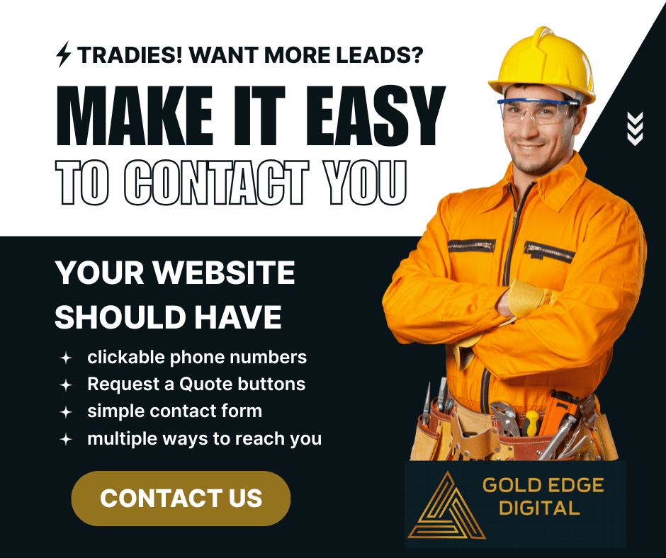 Easy to Contact Website for Trades Moreton Bay Brisbane Web Design Gold Edge Digital Mango Hill North Lakes 